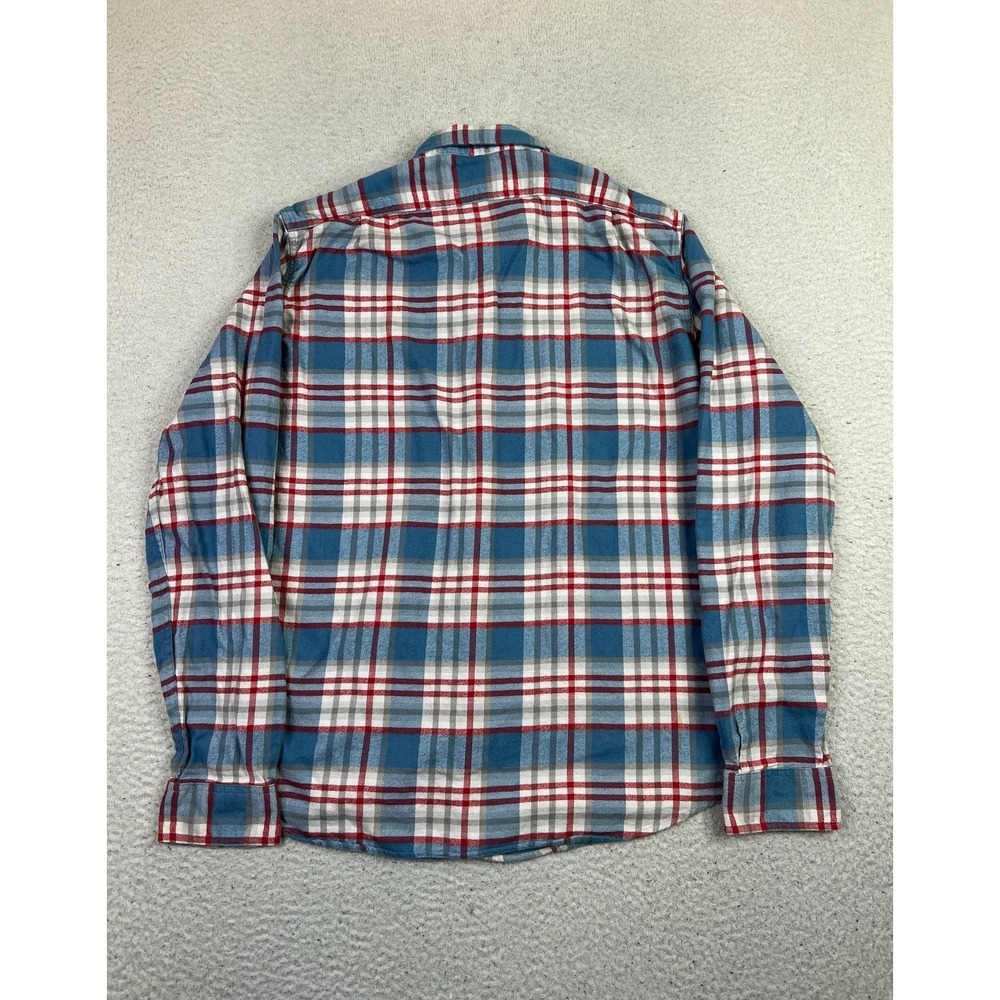 J.Crew Flannel Shirt Mens Medium Blue Plaid Slim Long Sleeve Button Up Casual - Picture 3 of 8